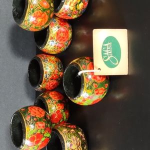 8pc Handpainted Wood Napkin Rings